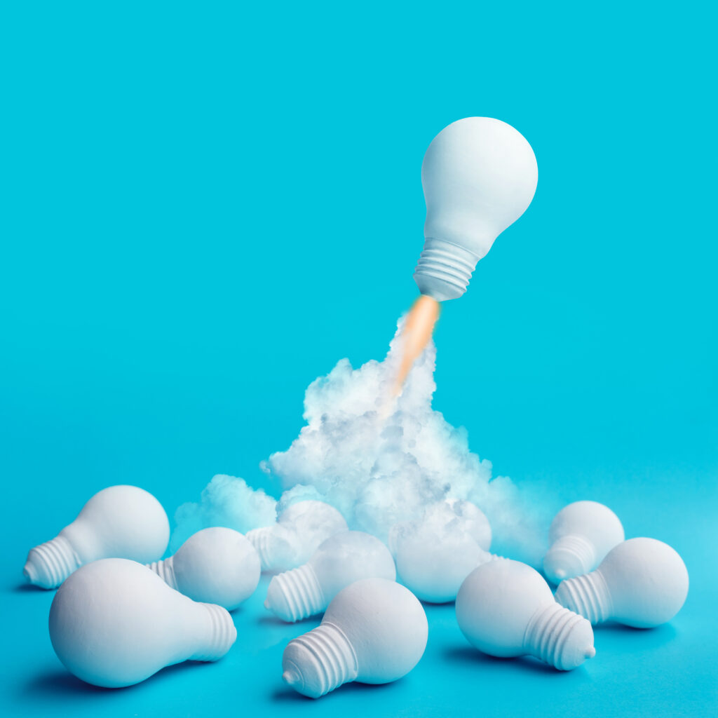 Ideas,Inspiration,Concepts,With,Rocket,Lightbulb,Flying,On,Group,Of - TAPLocal USA
