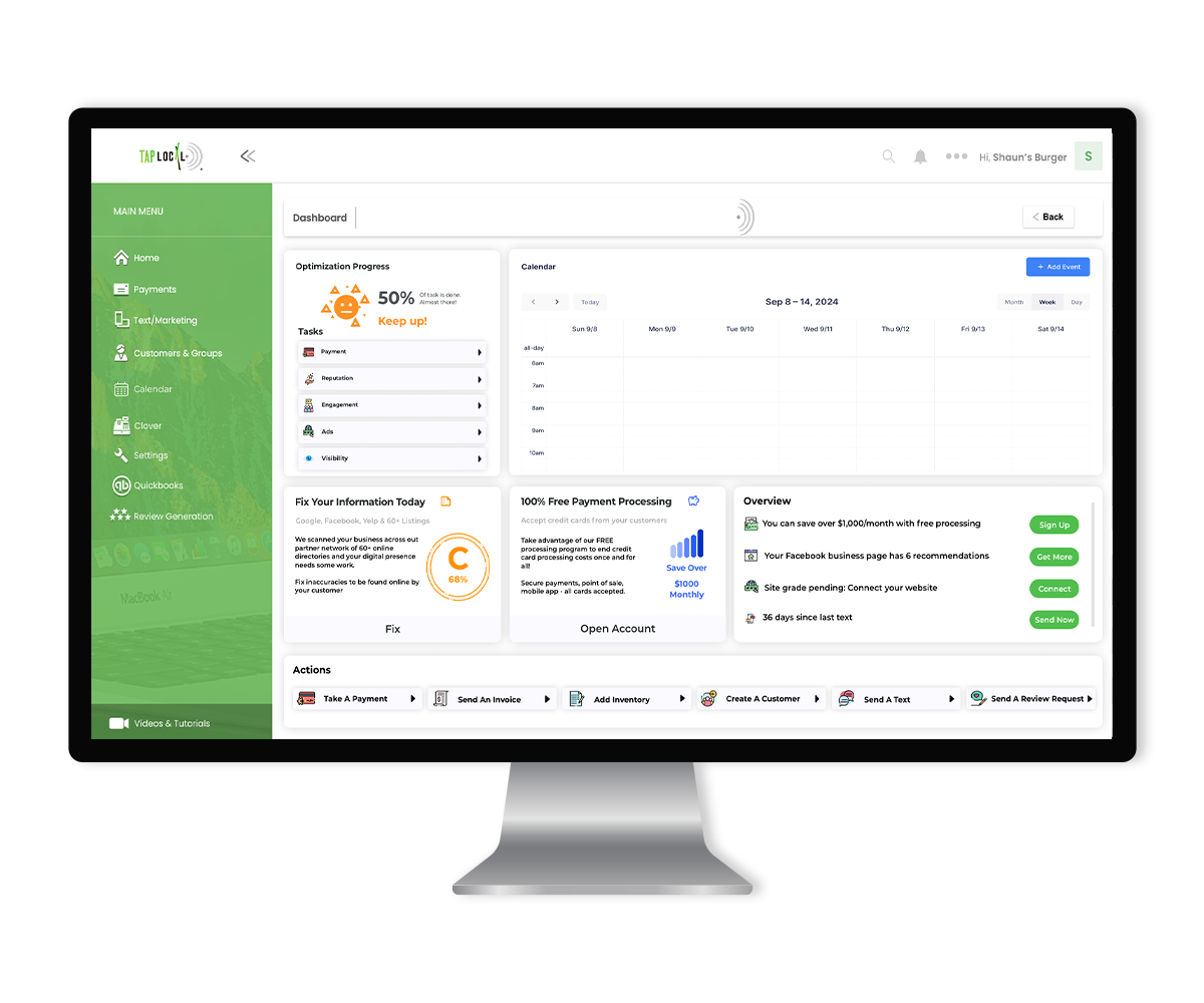 CalendarDashboardMac - TAPLocal USA